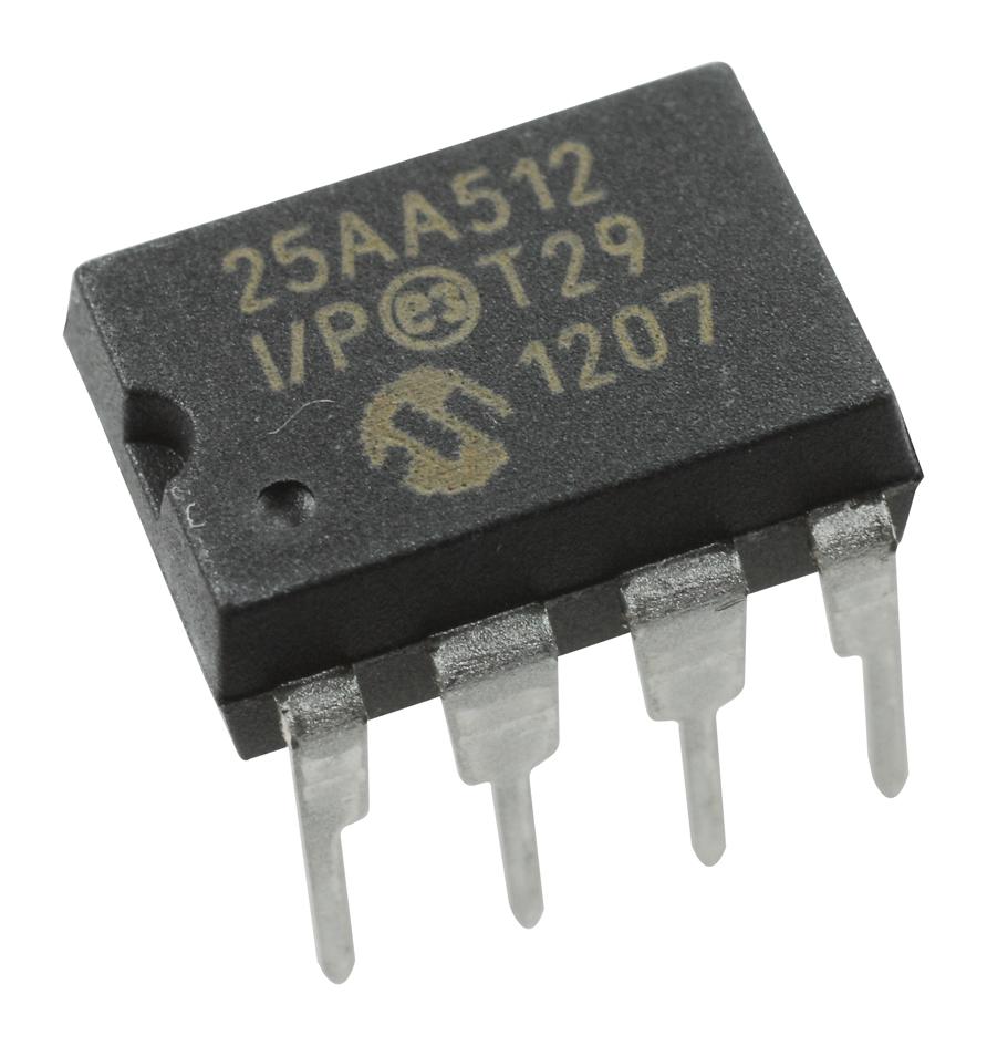 Microchip 25Aa512-I/p Eeprom, 512Kbit, -40 To 85Deg C