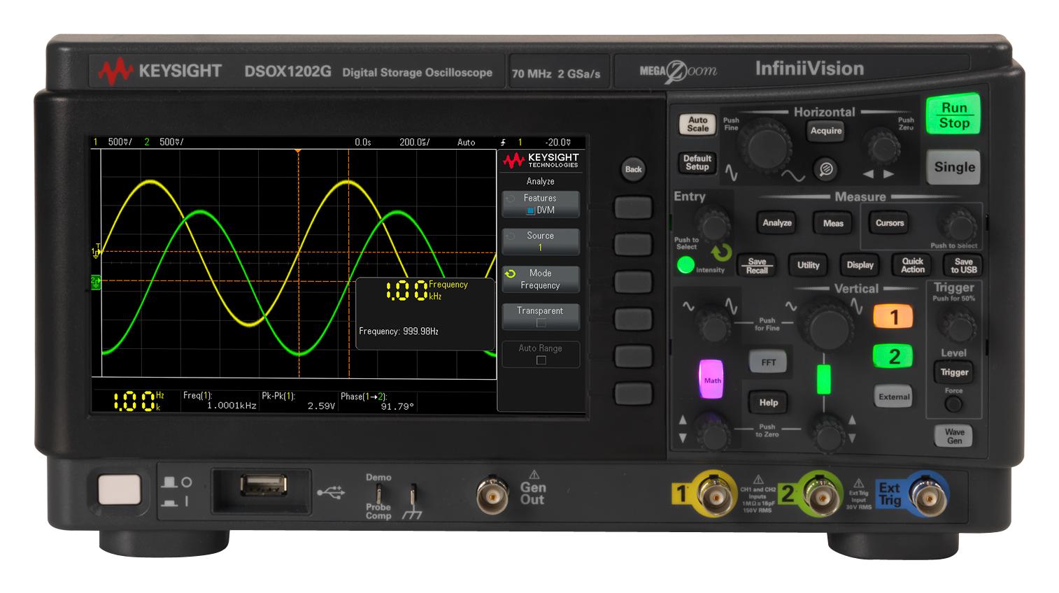 Keysight Technologies Dsox1202G / Dsox1202A-100 Osc W/generator, 2+1Ch, 100Mhz, 2Gsps