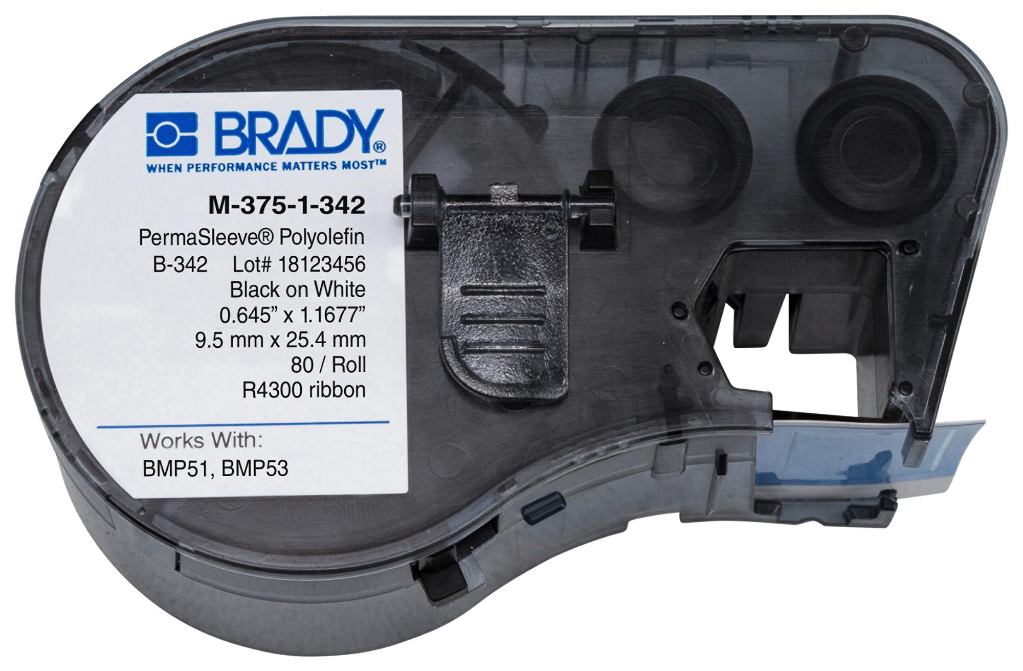 Brady M-375-1-342 Wire Marking Sleeve, 9.53Mm X 25.4Mm, Po