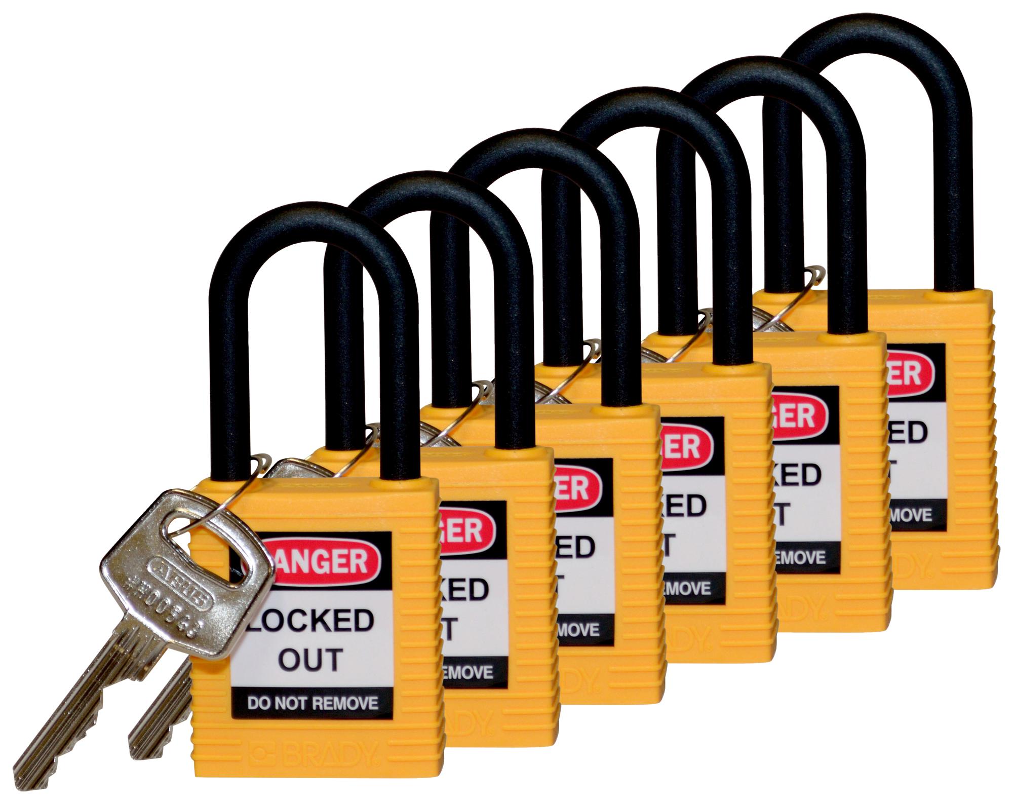 Brady Sfty Padlock Nylon 38Mm Sha Yellow 6/pac Safety Padlock, Nylon, 38.1Mm, Yellow