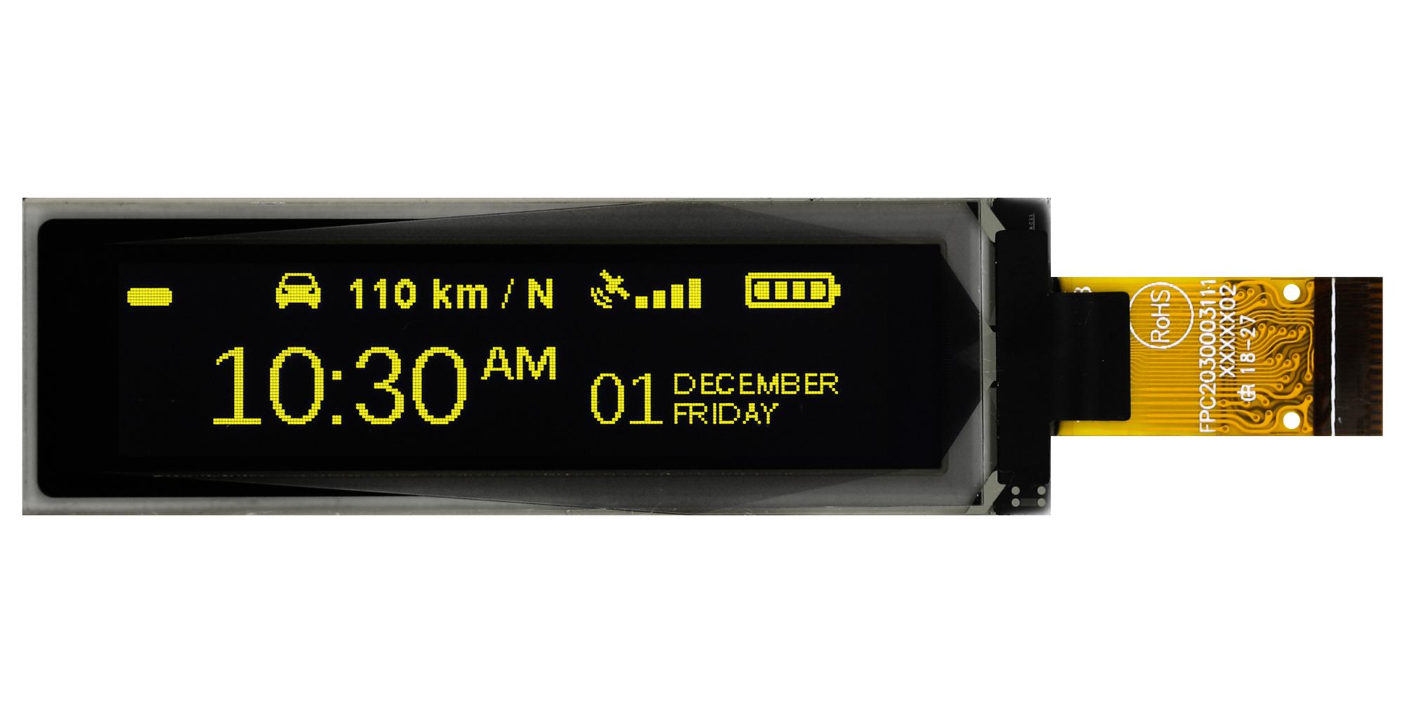 Midas Displays Mdot256064G1V-Ym Oled Display, Cot, 256 X 64 Pixel, 3V