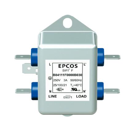 Epcos B84111F0000B110 Power Line Filter, Standard, 10A, 250V