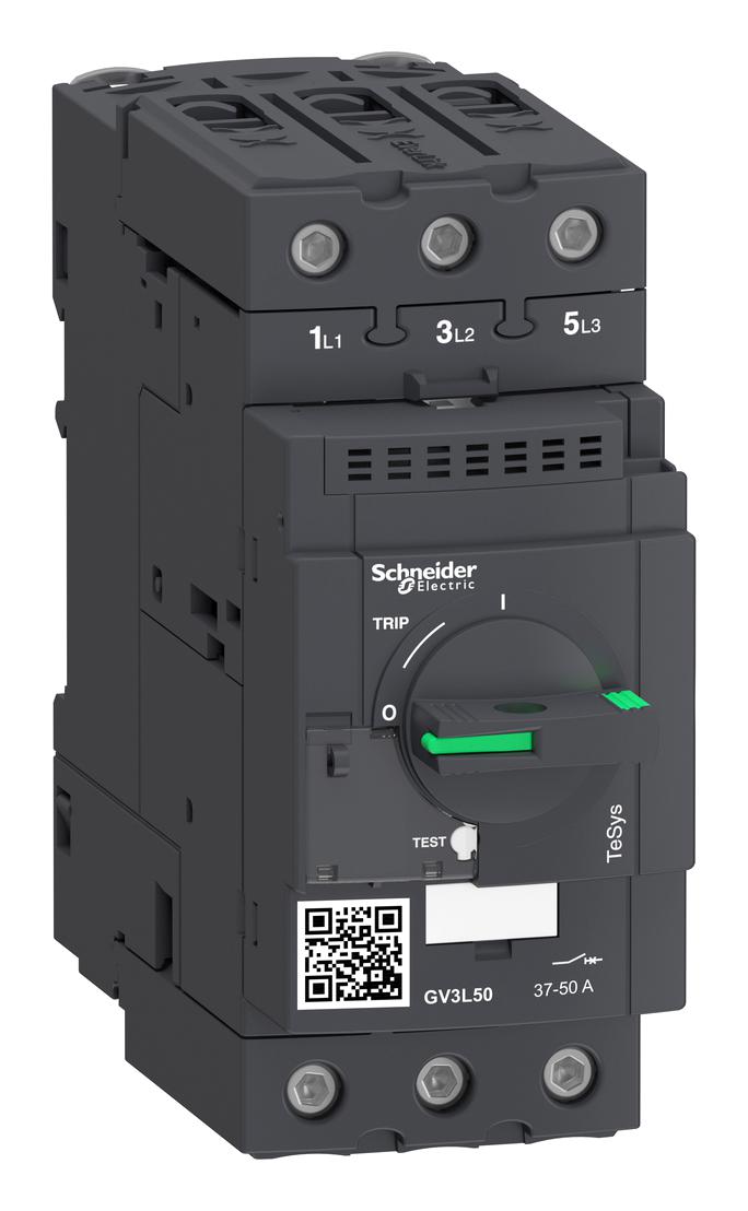 Schneider Electric Gv3L50 Thermomagnetic Ckt Breaker, 3P, 50A