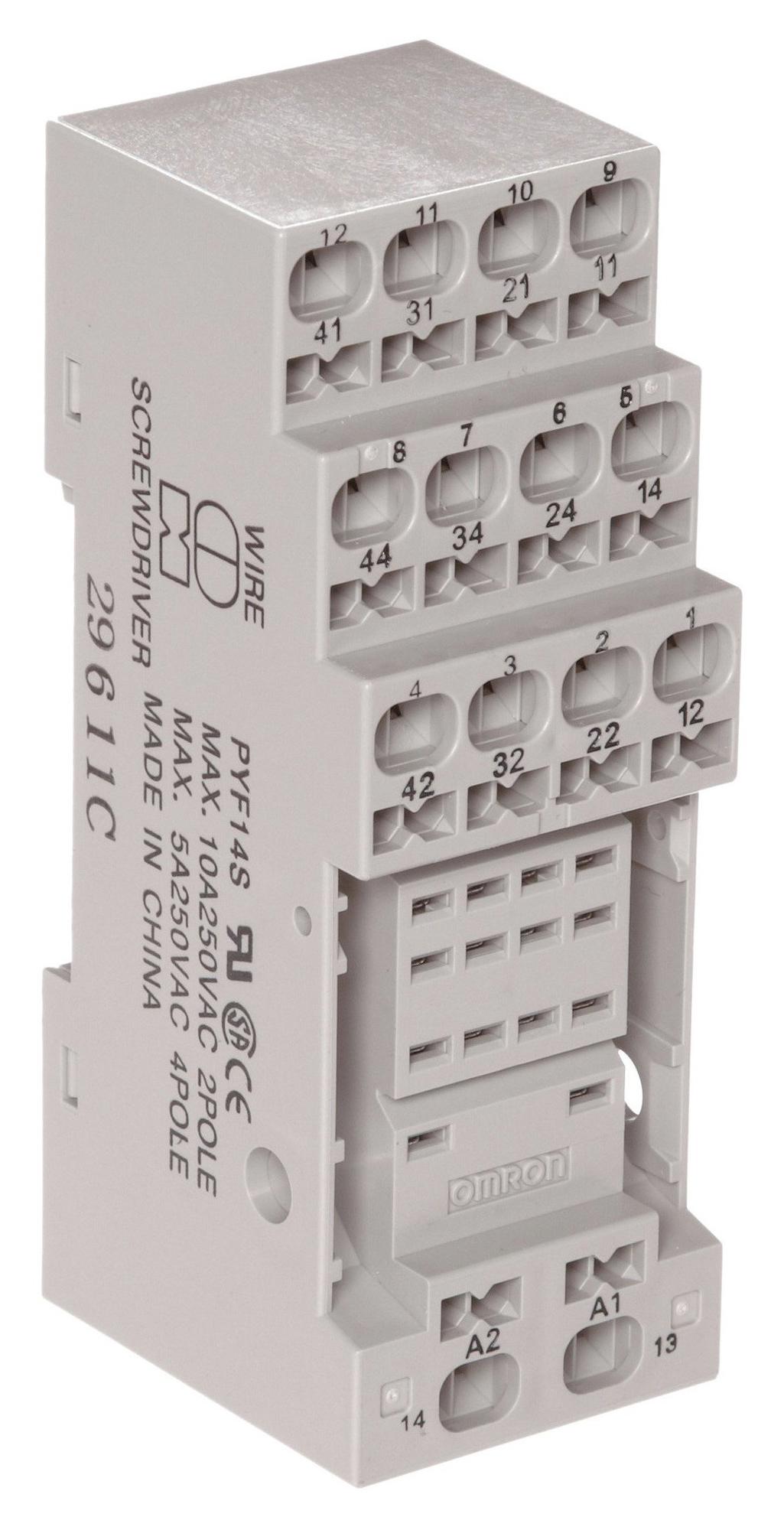 Omron Industrial Automation Pyf14S Relay Socket, 14Pin, Din Rail