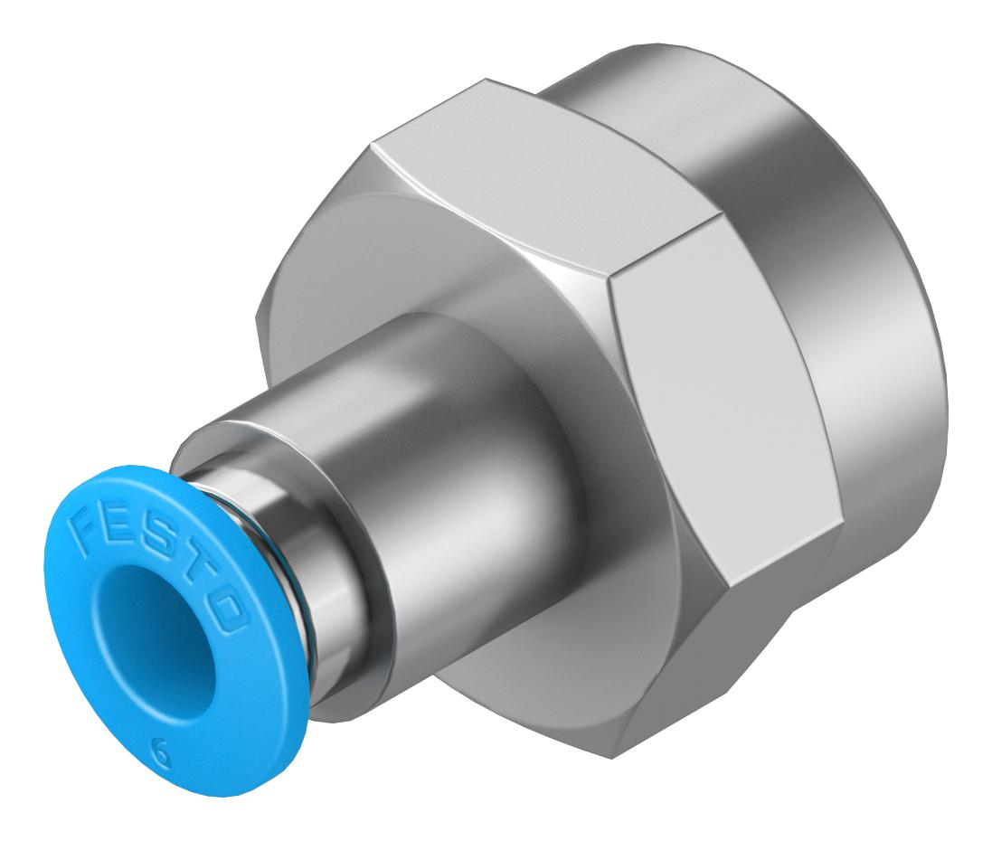 Festo Qsf-3/8-6-B Push-In Fitting, 6Mm, G3/8, 11.8Mm