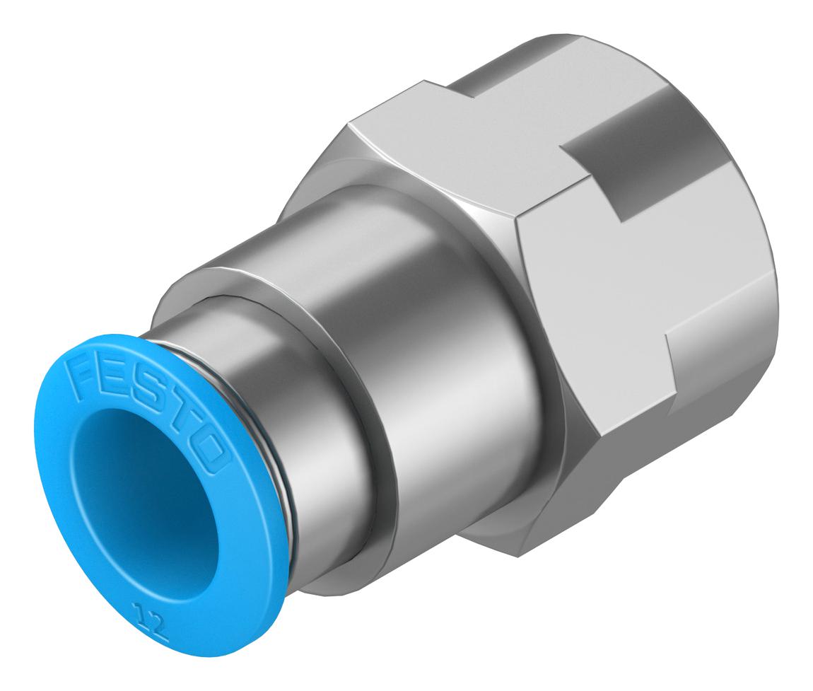 Festo Qsf-1/2-12-B Push-In Fitting, 12Mm, G1/2, 20.8Mm