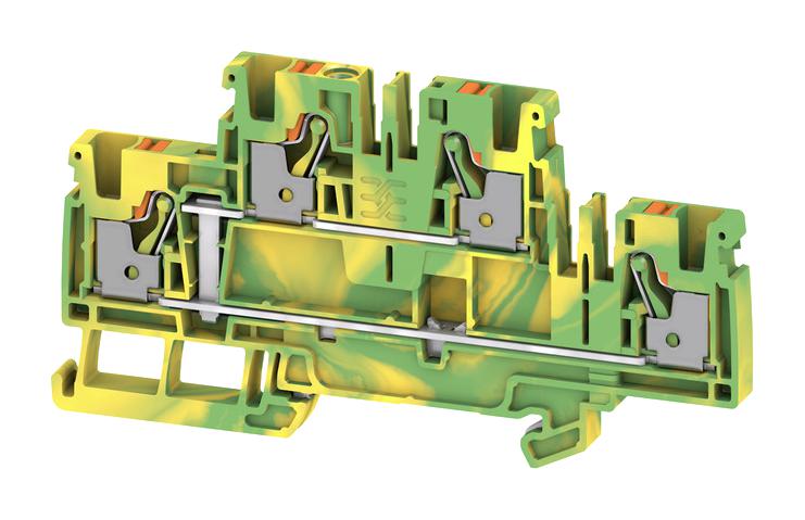 Weidmuller 2539990000 Pe Terminal Block, Din Rail, 4Pos, 12Awg