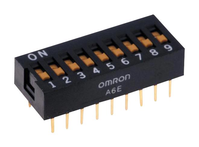 Omron Electronic Components A6E-9104-N Dip Sw, Spst, 0.025A, 24V, 9Pos, Tht