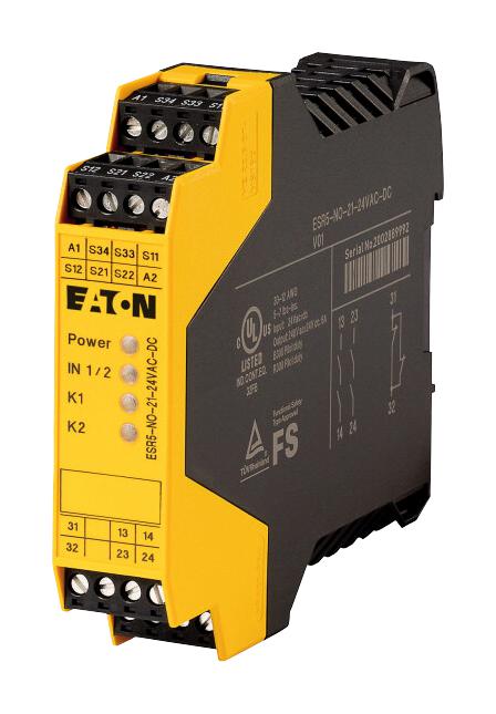 Eaton Moeller Esr5-No-21-24Vac-Dc Safety Relay, 24Vdc, 6A, Din Rail