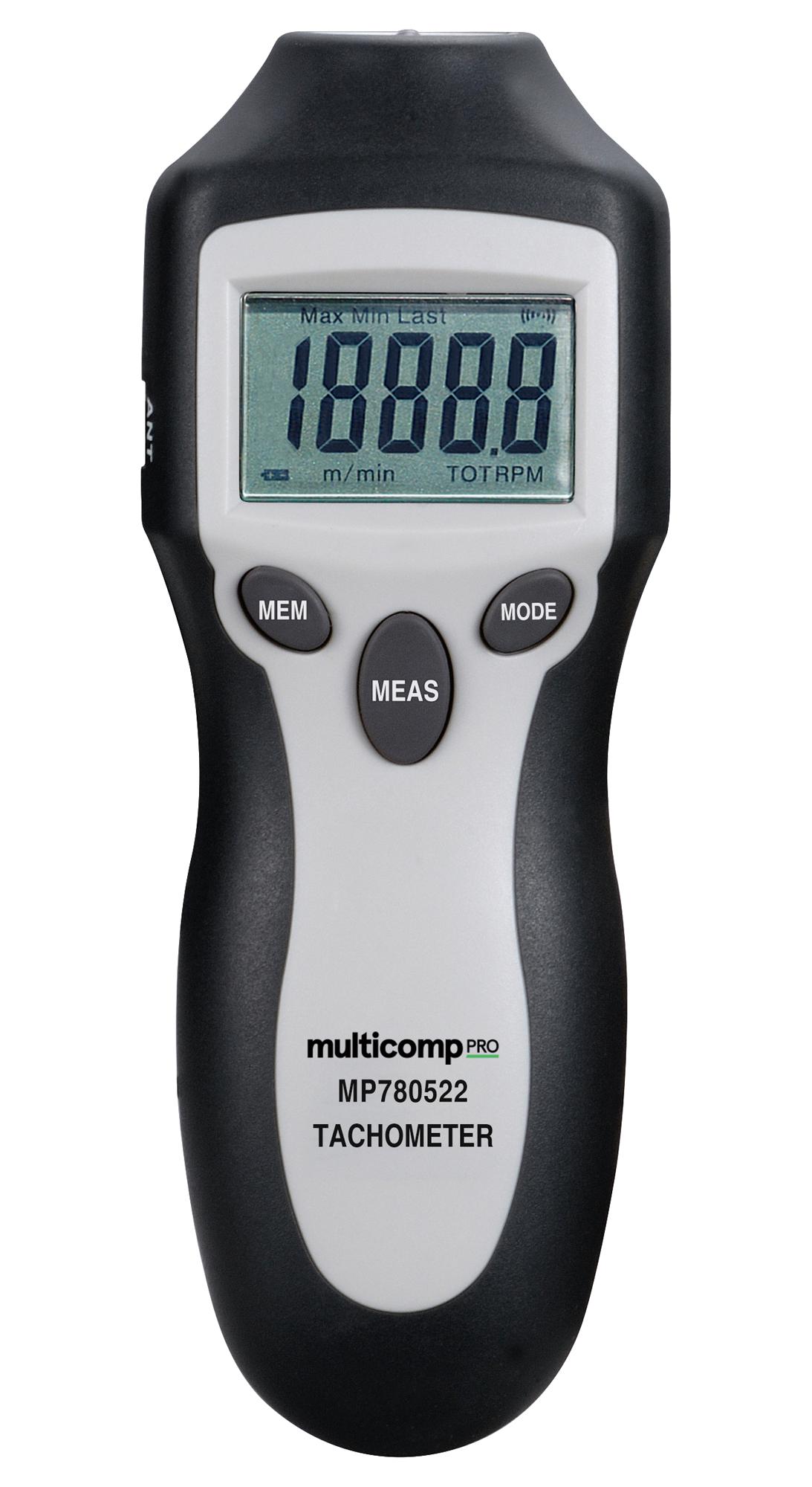 Multicomp Pro Mp780522 Digital Tachometer, 2 To 99999Rpm , Lcd