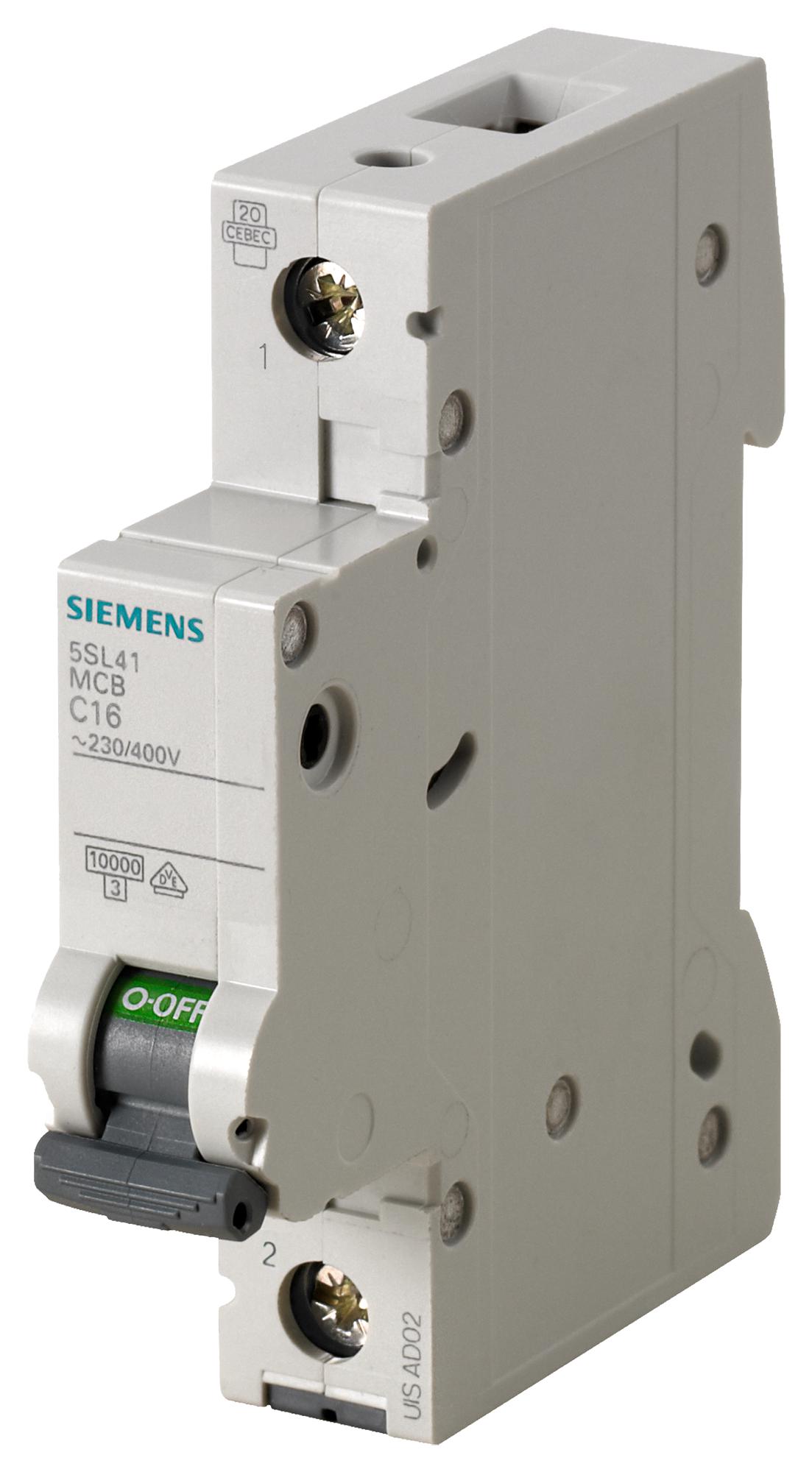 Siemens 5Sl6110-6 Miniature Ckt Breaker, 1P, 10A, 400Vac