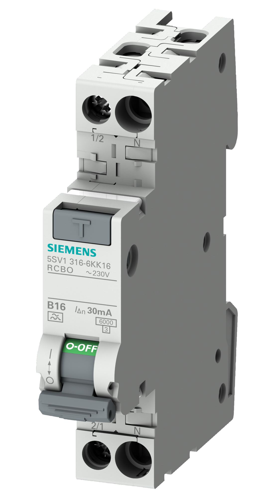 Siemens 5Sv1316-6Kk10 Rcbo, 2P, 10A, 230Vac