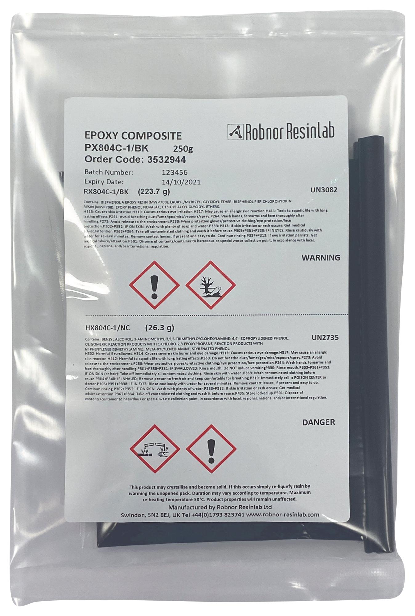 Robnor Px804C-1/bk/250 Potting Compound, Packet, Black, 250G