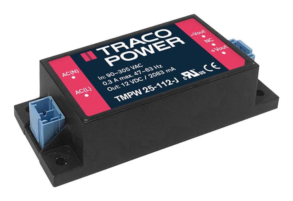 Traco Power Tmpw 25-112-J Power Supply, Ac-Dc, 12V, 2.083A