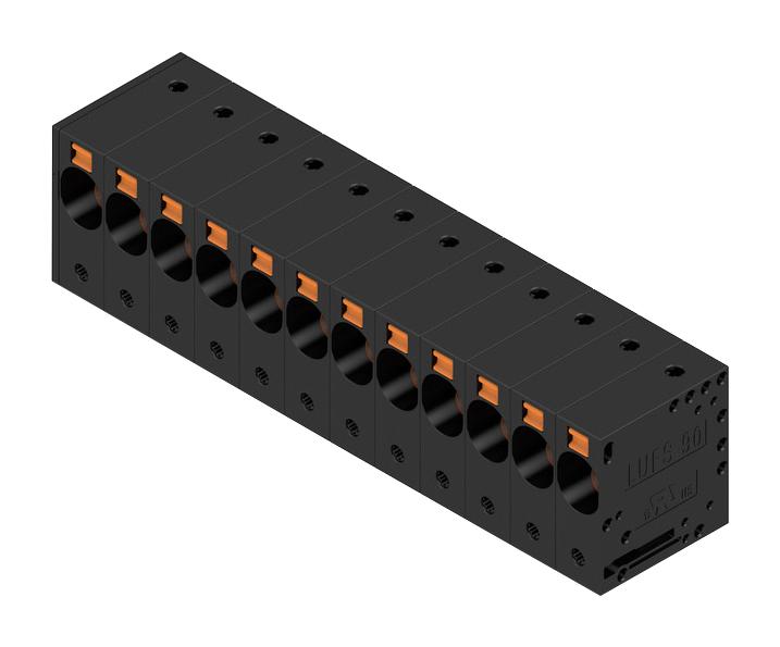 Weidmuller 2500550000 Wtb Terminal Block, 12Pos, 18-4Awg, Th