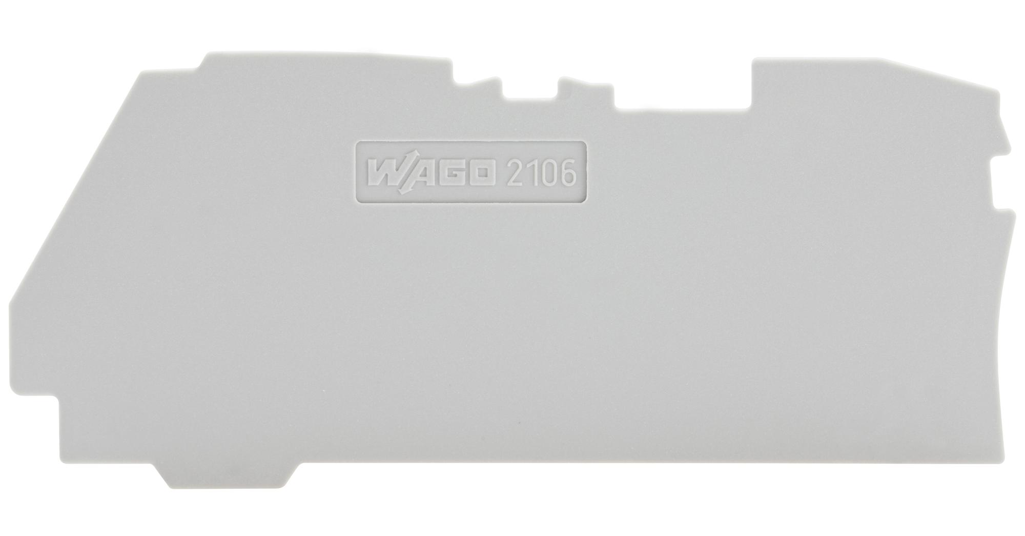 Wago 2106-1291 End & Intermediate Plate, Grey, 74.8Mm