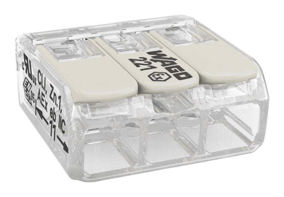 Wago 221-483 Terminal Block, Pluggable, 3Pos, 12Awg