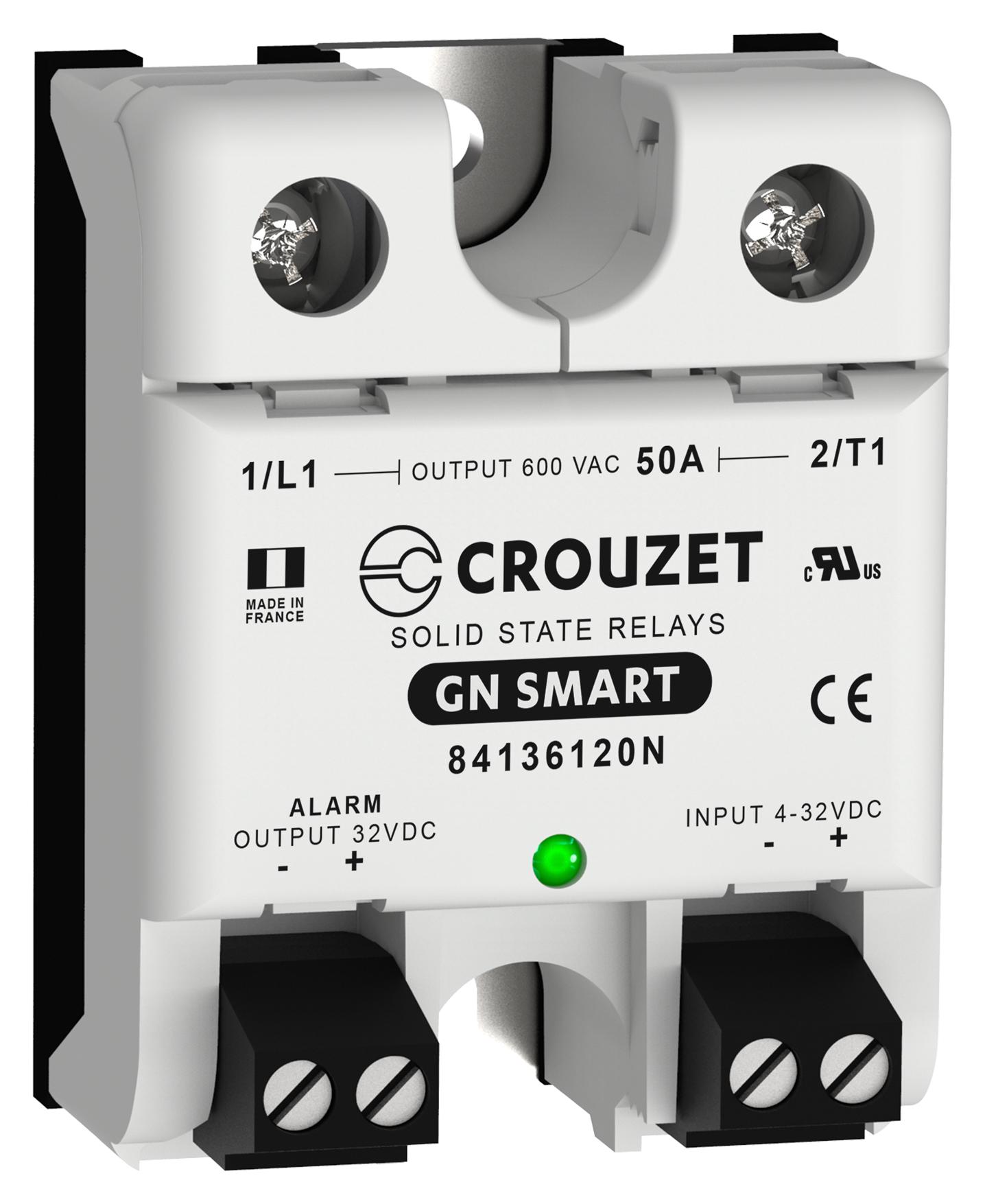 Crouzet 84136120N Solid State Relay, 50A, 24-600Vac, Panel