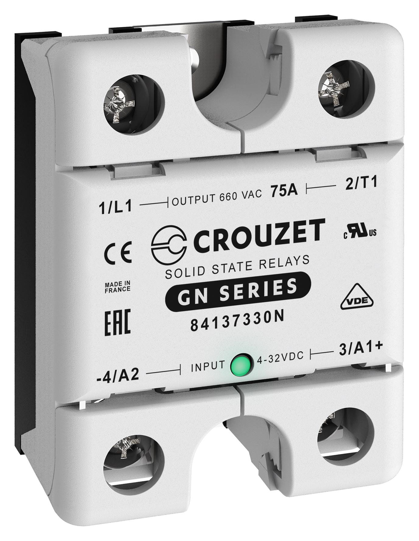 Crouzet 84137330N Solid State Relay, 75A, 48-660Vac, Panel