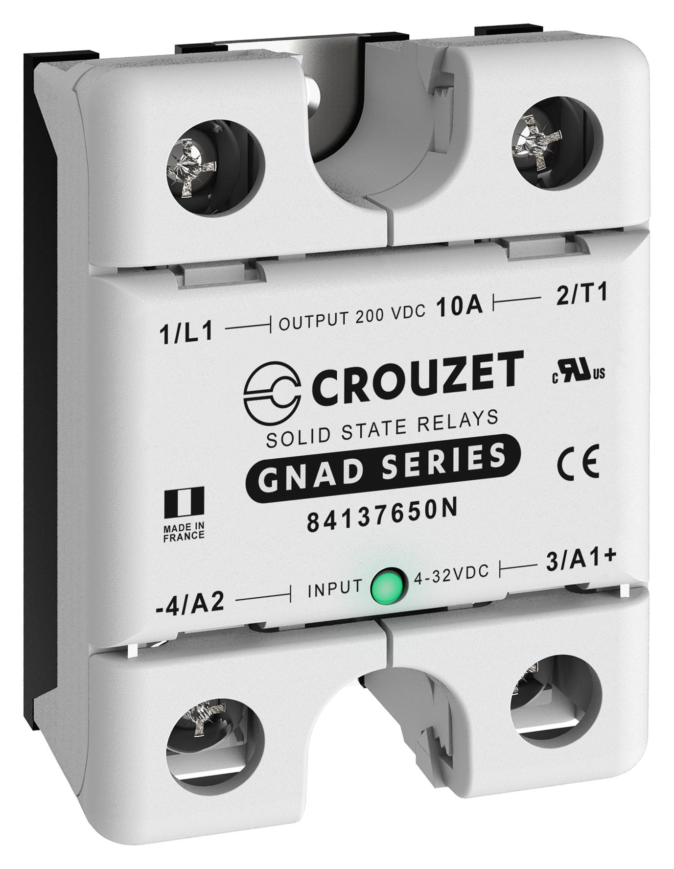 Crouzet 84137650N Solid State Relay, 10A, 5-200Vdc, Panel