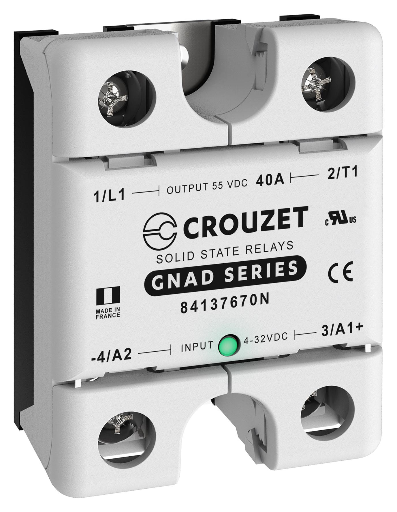 Crouzet 84137670N Solid State Relay, 40A, 5-55Vdc, Panel