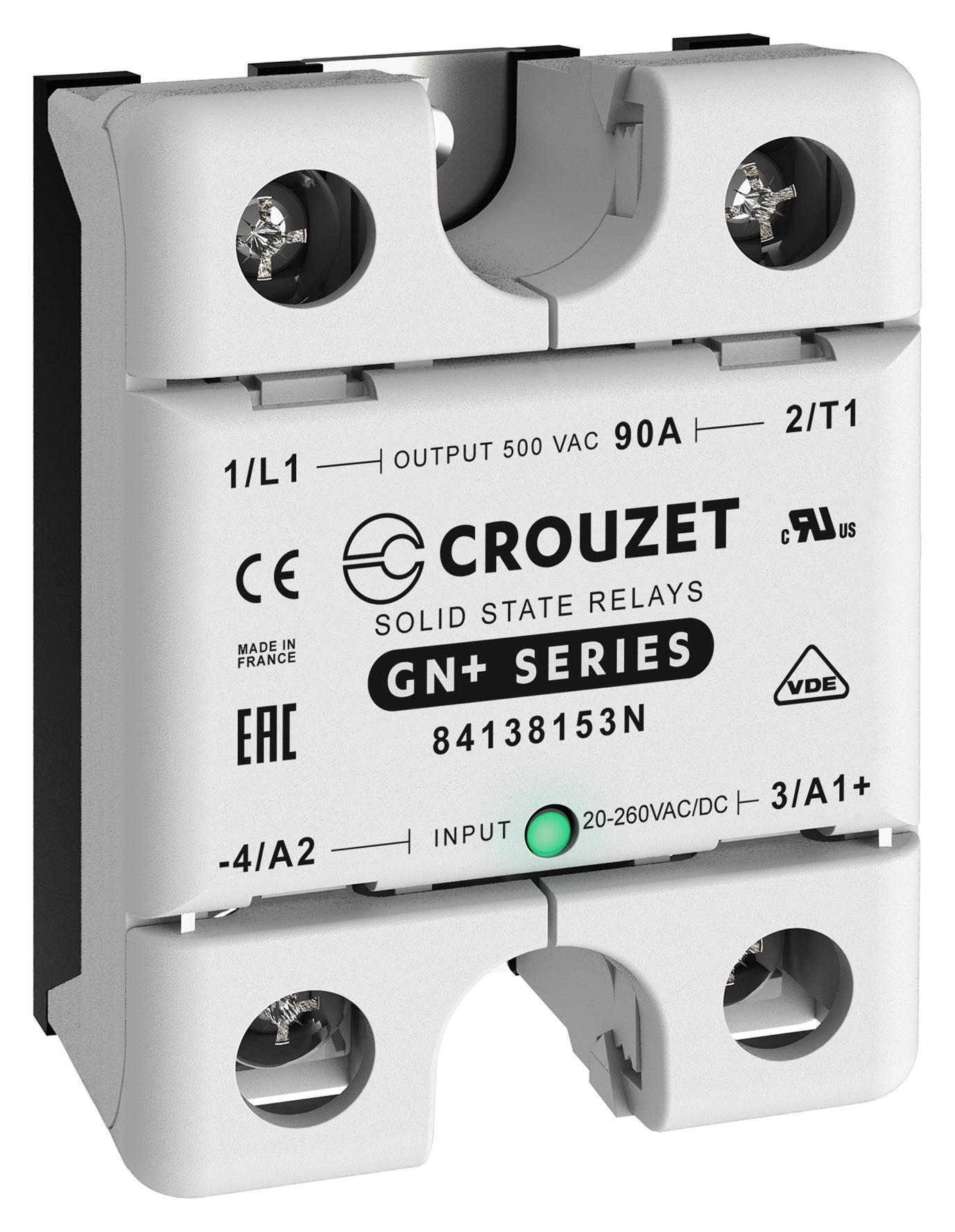 Crouzet 84138153N Solid State Relay, 90A, 24-500Vac, Panel