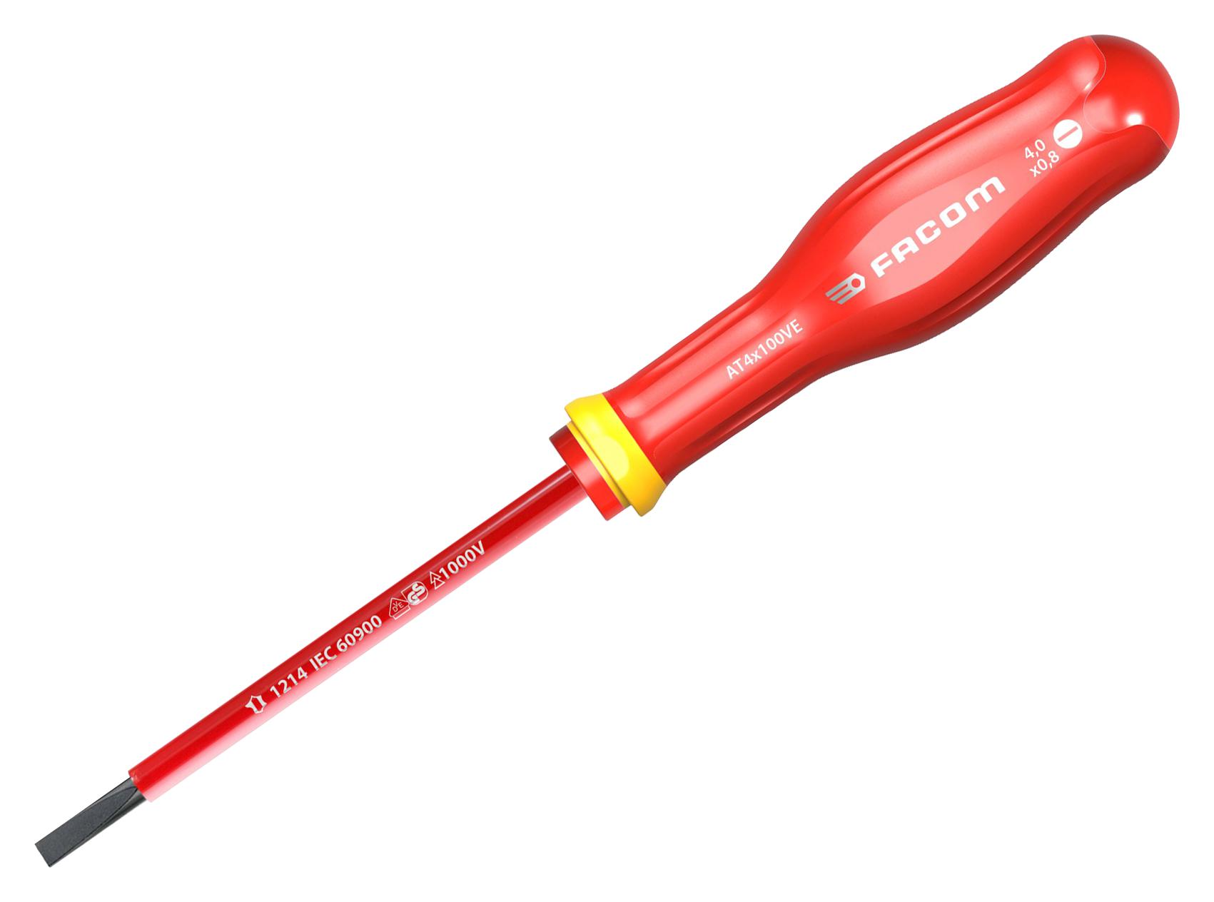 Facom At4X100Ve Screwdriver, Slot, 4Mm, 100Mm