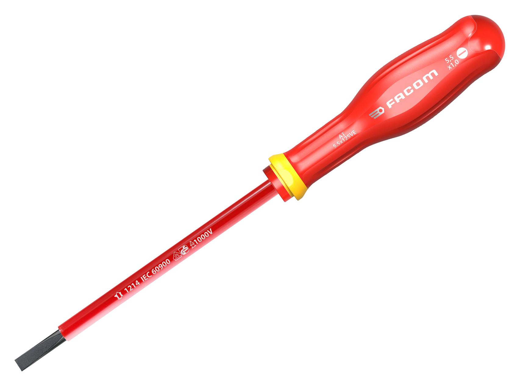 Facom At5.5X125Ve Screwdriver, Slot, 5.5Mm, 125Mm