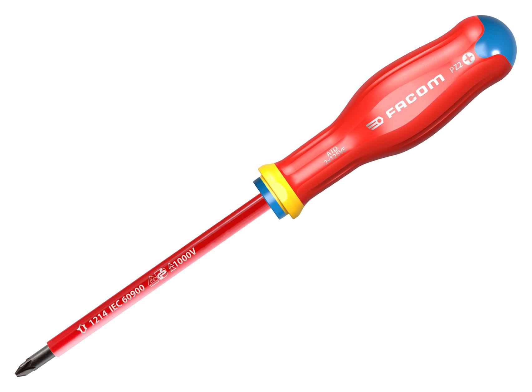 Facom Atd2X125Ve Screwdriver, Pz2, 125Mm, 245Mm