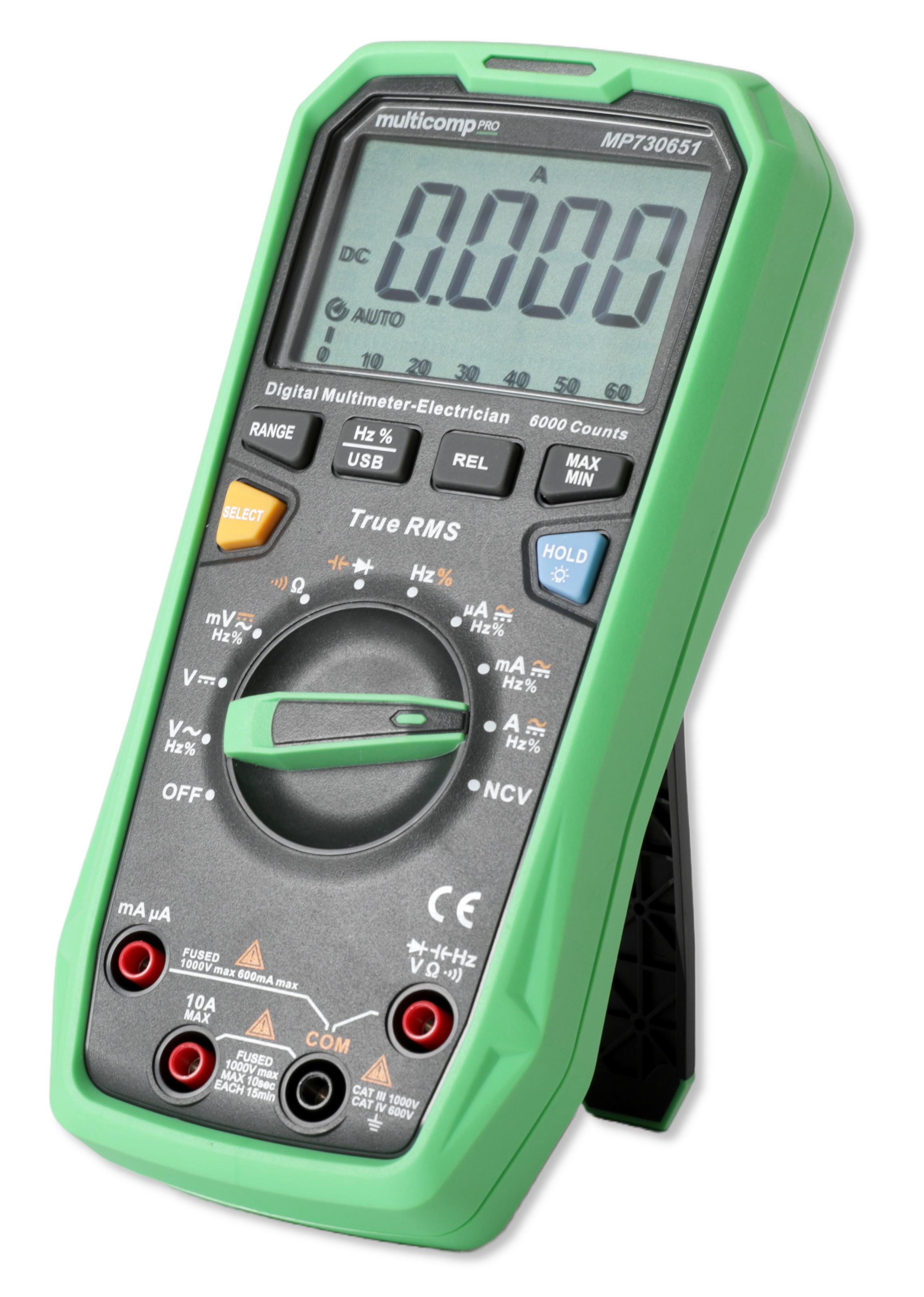 Multicomp Pro Mp730651 Digital Multimeter, Hh, Trms, 10A, 1Kv