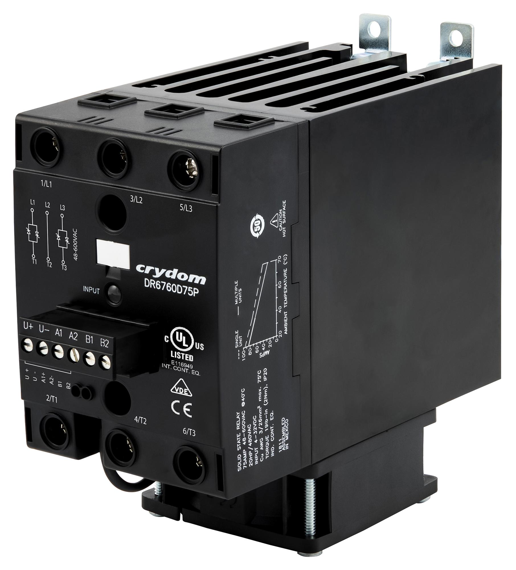 Sensata/crydom Dr6760D75Rp Solid State Relay, 75A, 48Vac-600Vac