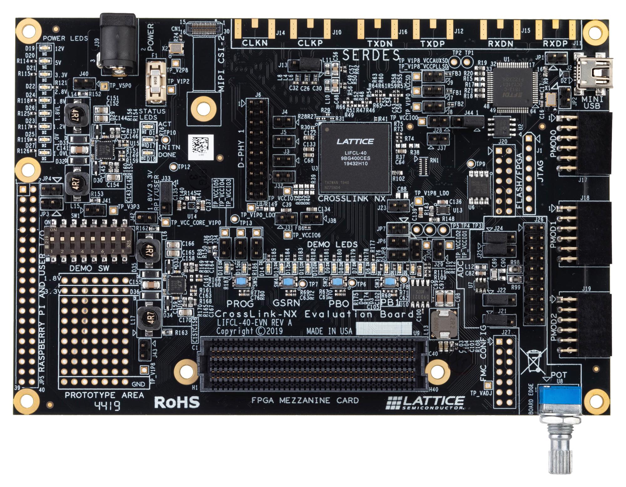 Lattice Semiconductor Lifcl-40-Evn Evaluation Board, Crosslink-Nx Fpga