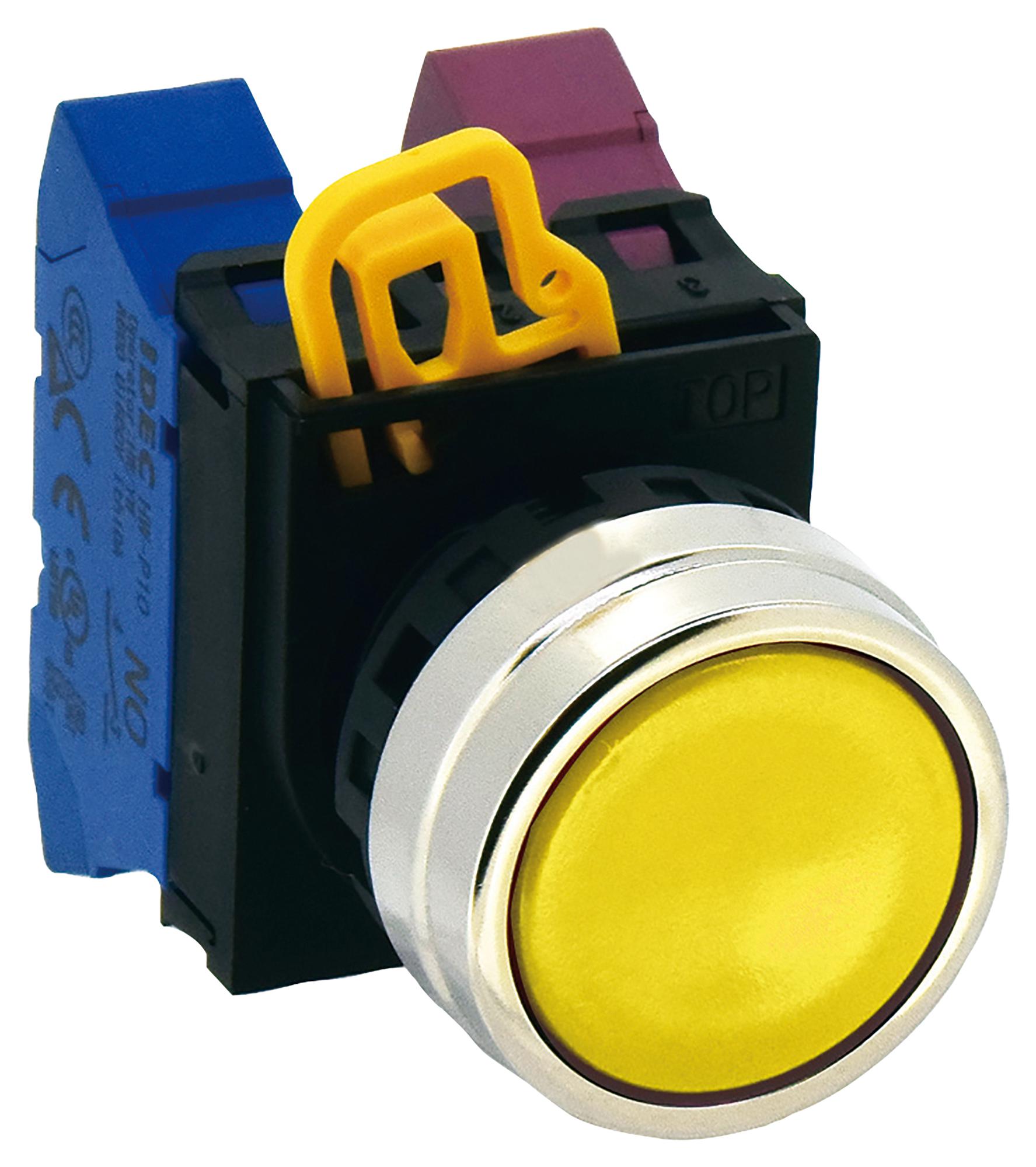 Idec Yw4B-A1Y Actuator, Pushbutton Switch/metal/yellow