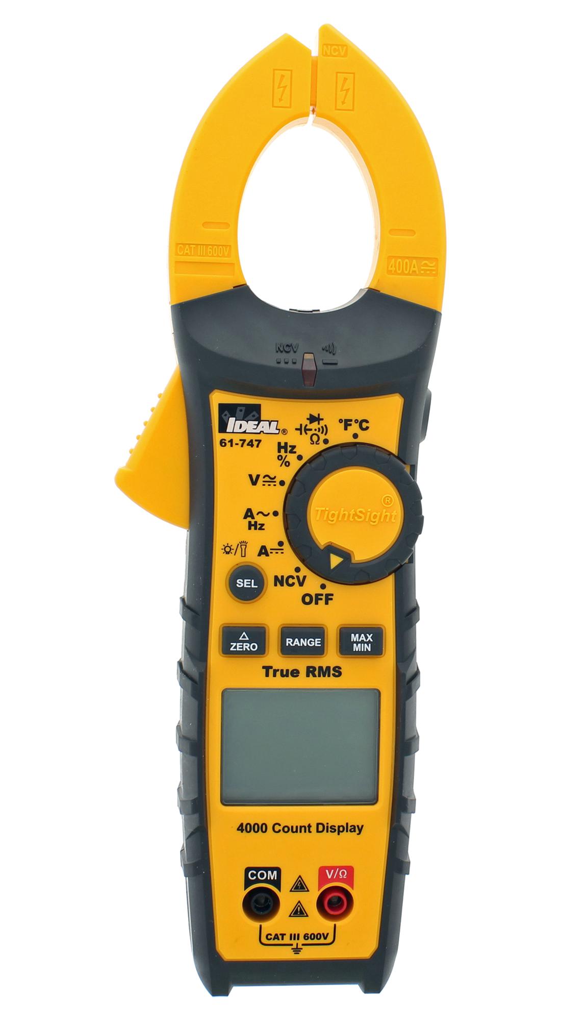 Ideal 61-747 Multimeter, Clamp, Auto, True Rms, 400A