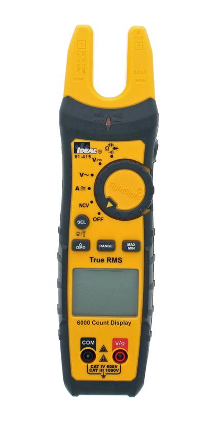 Ideal 61-415 Multimeter, Clamp, Auto, True Rms, 200A