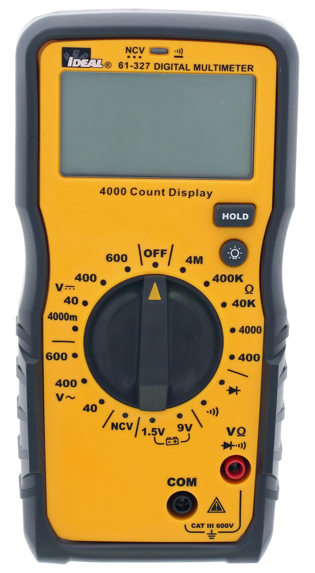 Ideal 61-327 Multimeter, Hand Held, Auto, 4000 Count