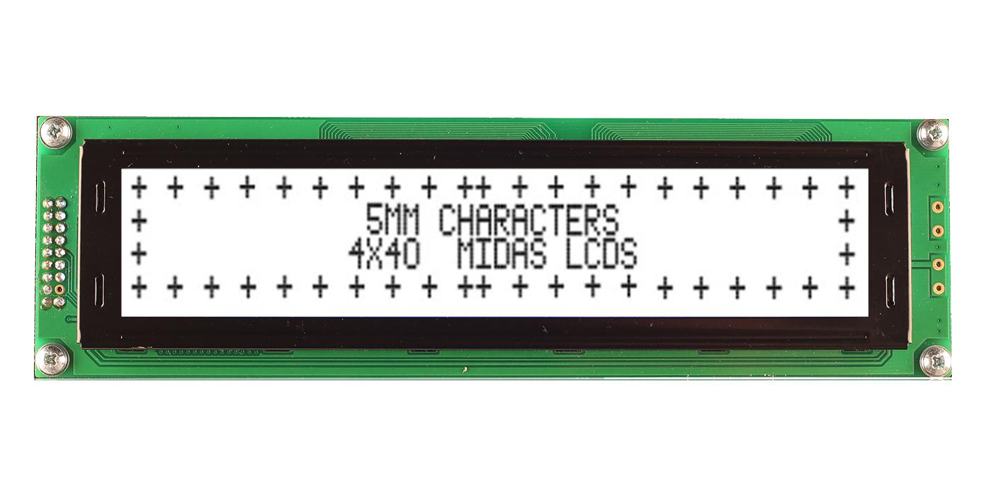 Midas Displays Mc44005A6W-Fptlw3.3-V2 Lcd Display, Cob, 40 X 4, Fstn, 3.3V