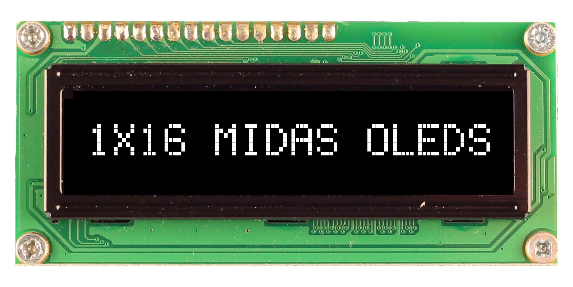 Midas Displays Mcob11605Bv-Ewp Oled Module, Cob, 16 X 1, Parallel, 5V