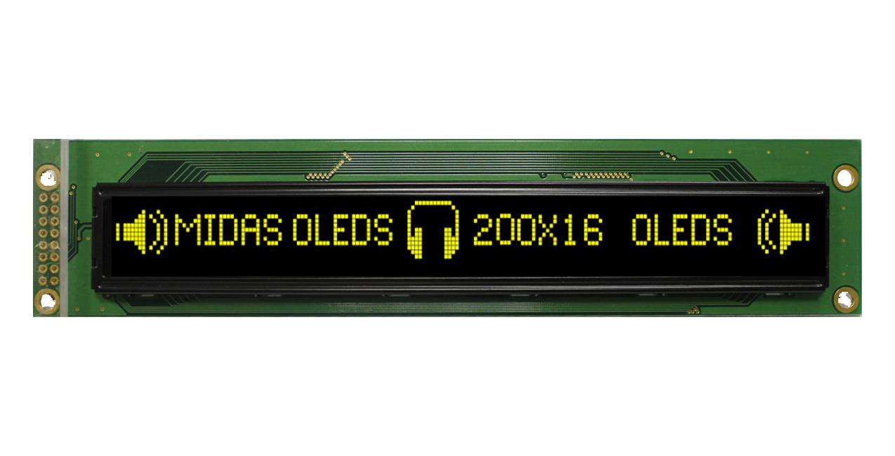 Midas Displays Mcob200016Av-Yp Oled Module, Cob, Parallel, 200X16Pixel