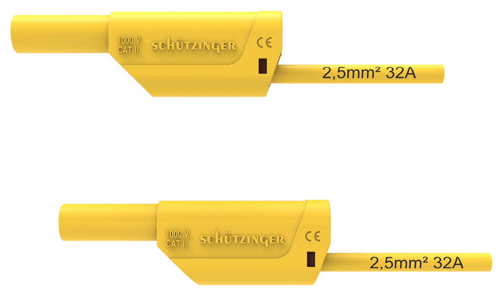 Schutzinger Di Vsfk 8500 / 2.5 / 100 / Ge 4Mm Banana Plug-Sq, Shrouded, Yellow, 1M