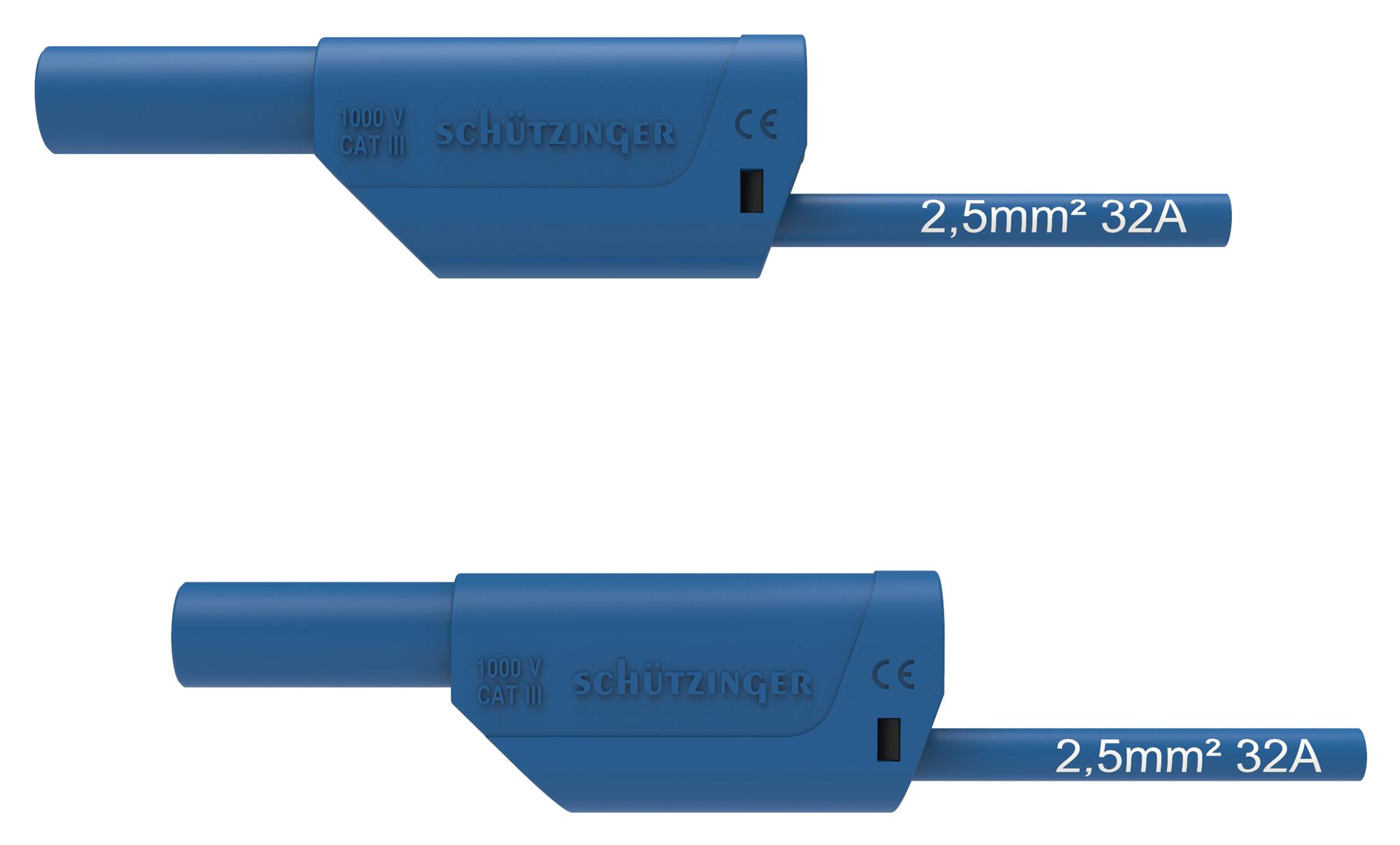 Schutzinger Di Vsfk 8700 / 2.5 / 200 / Bl 4Mm Banana Plug-Sq, Shrouded, Blue, 2M