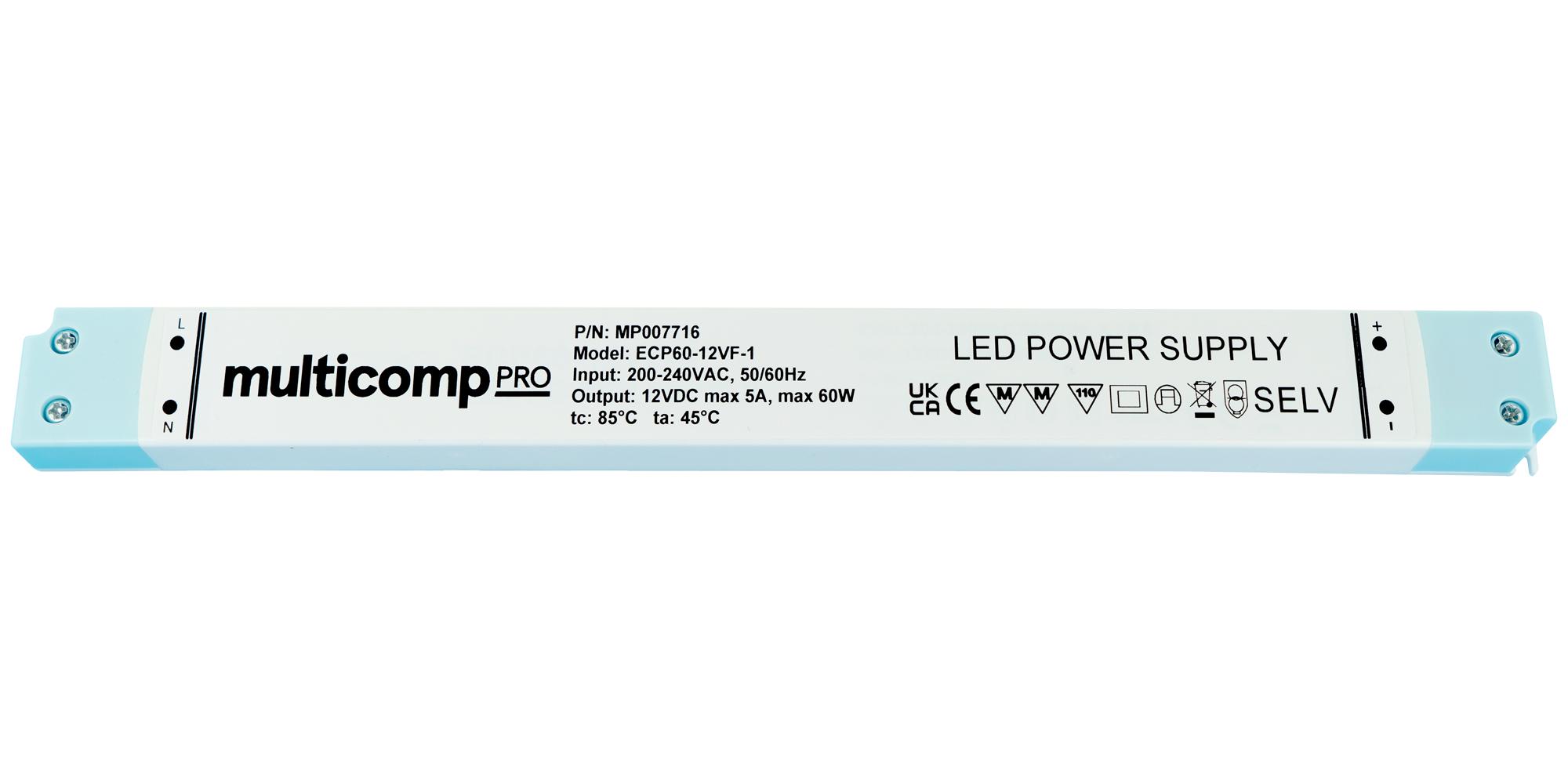 Multicomp Pro Mp007717 Led Driver, Constant Voltage, 60W