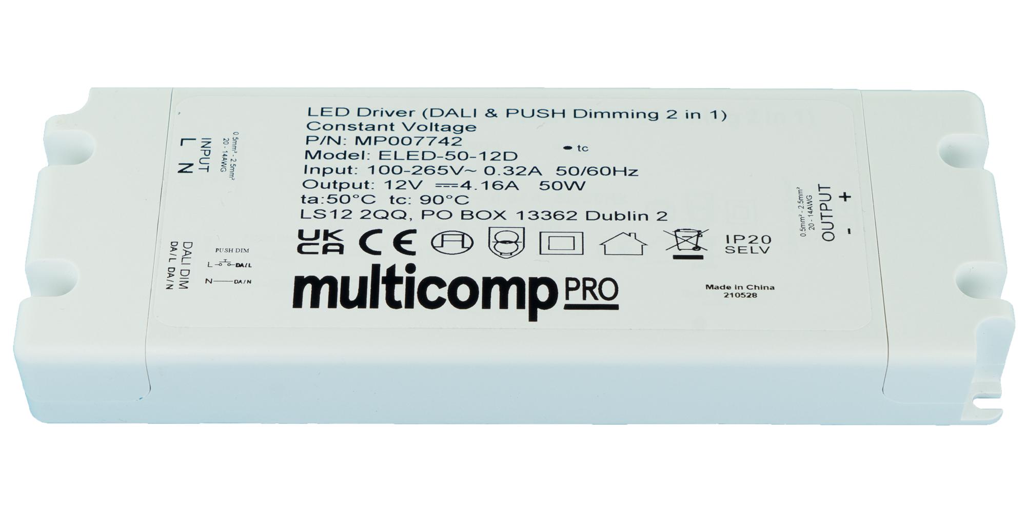 Multicomp Pro Mp007742 Led Driver, Constant Voltage, 50W