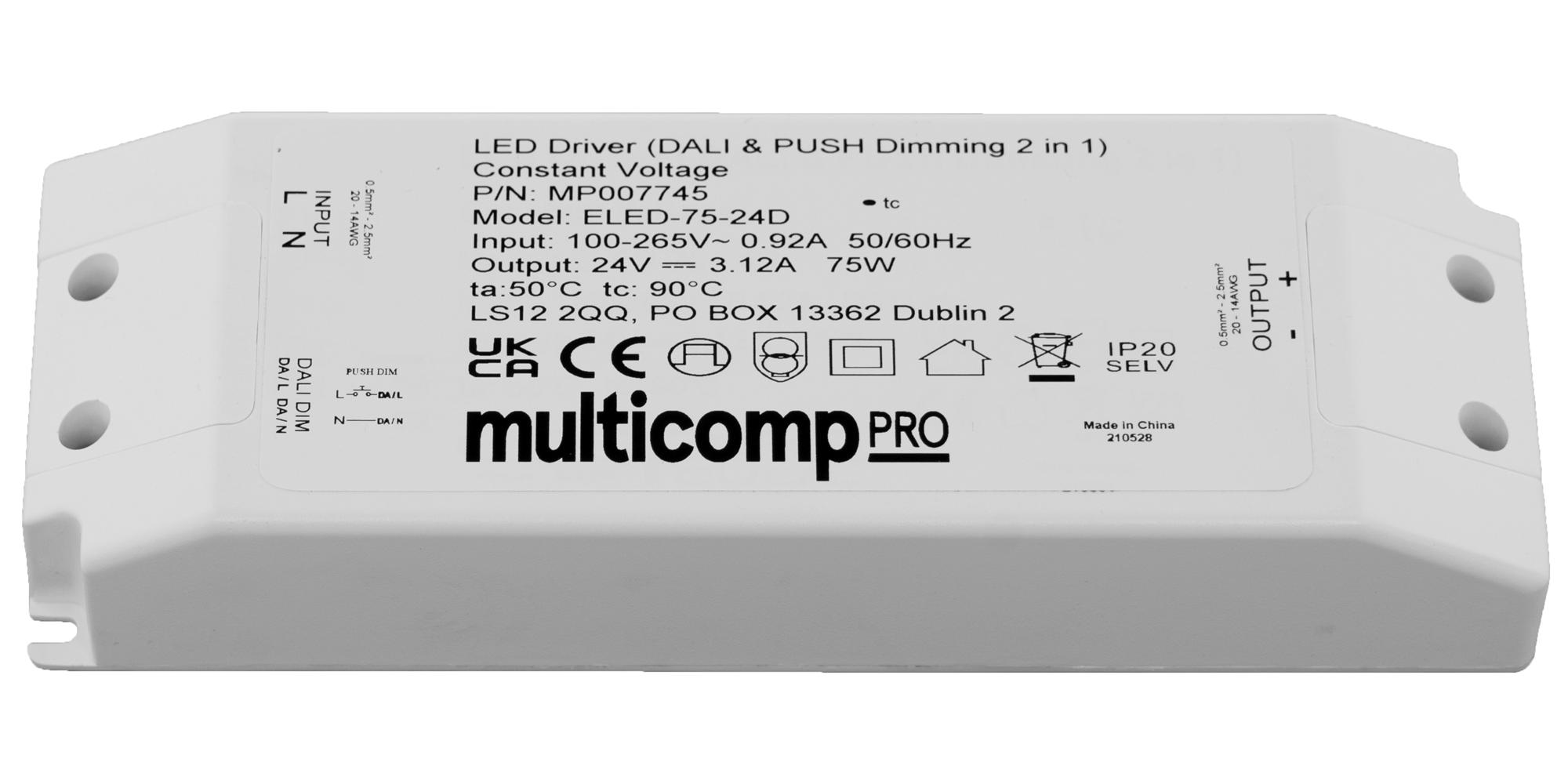 Multicomp Pro Mp007745 Led Driver, Constant Voltage, 75W