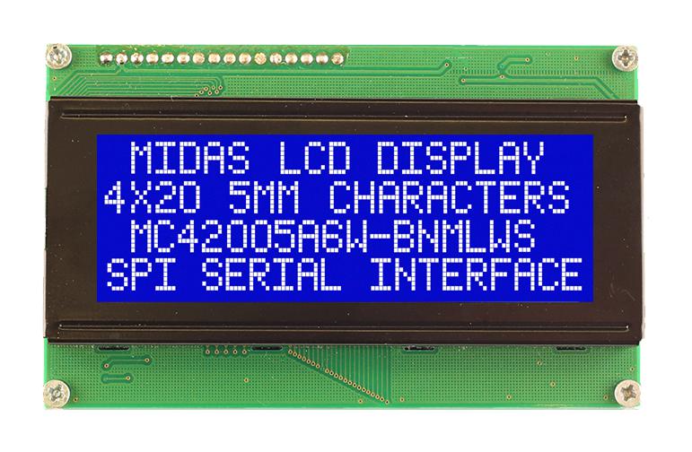 Midas Displays Mc42005A6W-Bnmlws-V2 Lcd Module, 20 X 4, Cob, 4.75Mm, Bstn