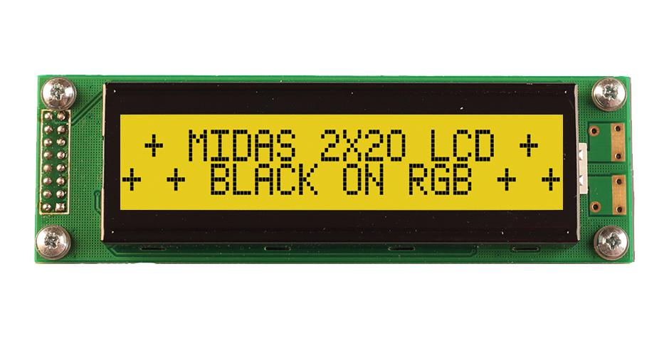 Midas Displays Md22005A6W-Fptlrgb Lcd Module, 20 X 2, Cob, 5.55Mm, Fstn