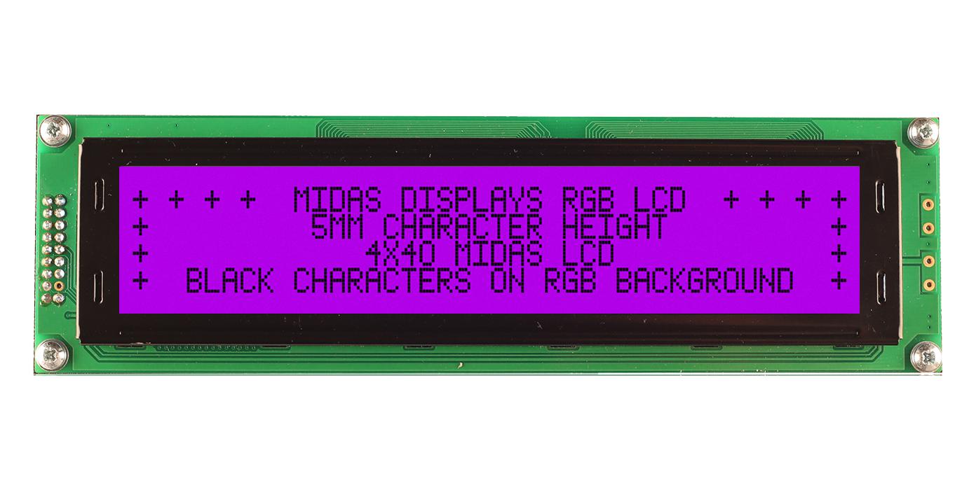 Midas Displays Md44005A6W-Fptlrgb Lcd Module, 40 X 4, Cob, 4.89Mm, Fstn