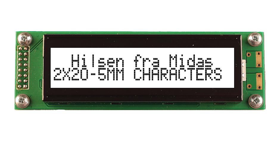 Midas Displays Mc22005A6Wm-Fptlw-V2 Lcd Module, 20 X 2, Cob, 3.2Mm, Fstn