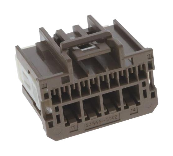 Molex 34969-0142 Connector Housing, Rcpt, 14Pos, Brown