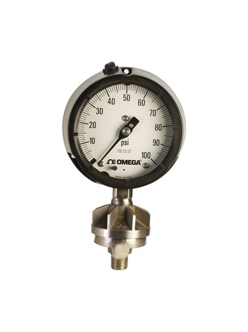 Omega Pgr-45Lss-30 Pressure Gauge, 30Psi, 1Port, 1/2 Mnpt